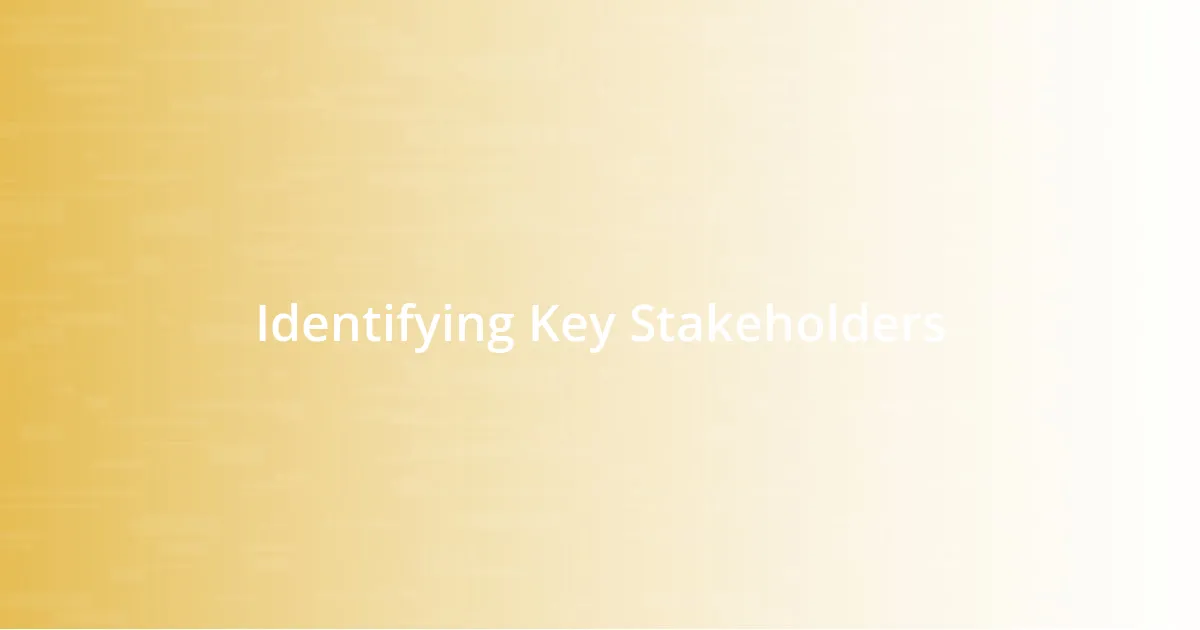 Identifying Key Stakeholders