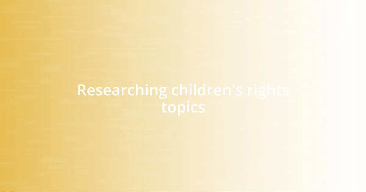 Researching children