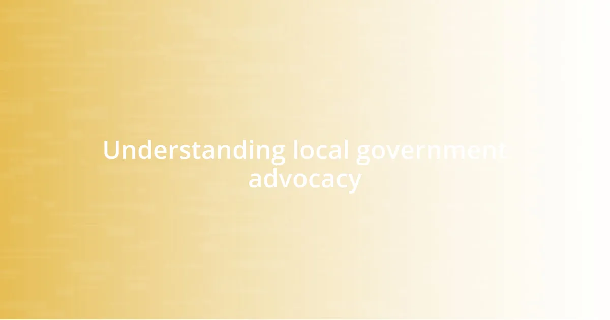 Understanding local government advocacy